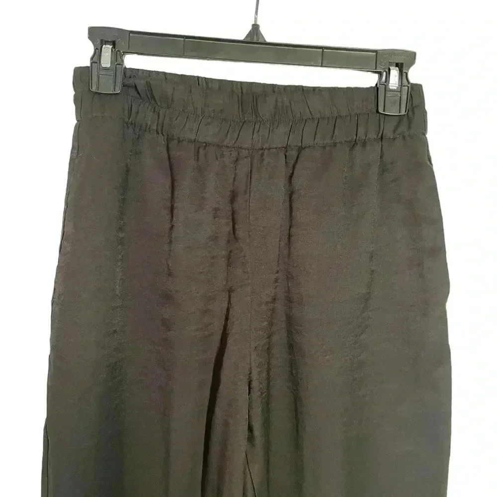 Zara Cuffed Black‎ Cropped Tailored Pants Viscose Blend High Rise Women Size S